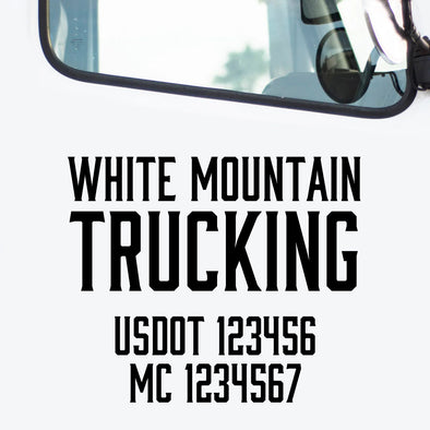 Semi-Truck Door Decal Lettering | Name & USDOT, MC Numbers Set, 2 Pack