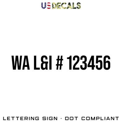 WA L&I Number Decal Sticker, 2 Pack