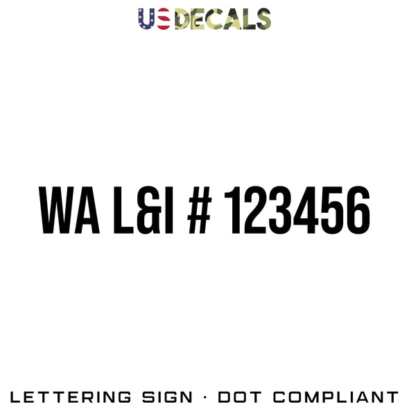 WA L&I Number Decal Sticker, 2 Pack