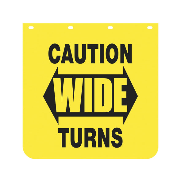 caution wide turns mud flap