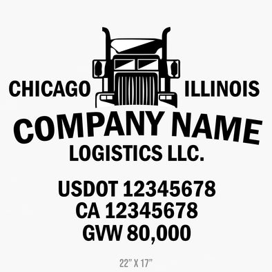 Company Name Truck Decal with USDOT, Semi Truck