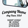 Company name decal with location, usdot, mc and optional lines