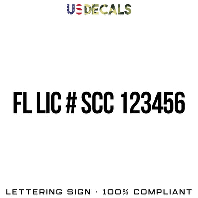 Florida Speciality Structure Contractor FL LIC # SCC 123456 Number Decal Sticker, 2 Pack