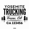 Company name decal with location and usdot number