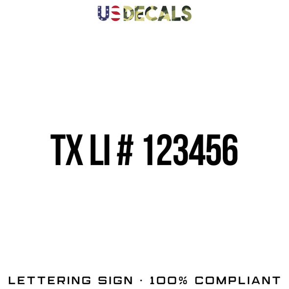 Texas Irrigation TX LI # 123456 Number Decal Sticker, 2 Pack