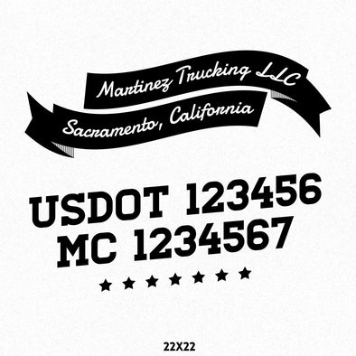 Company Name Truck Decal with USDOT and MC Numbers