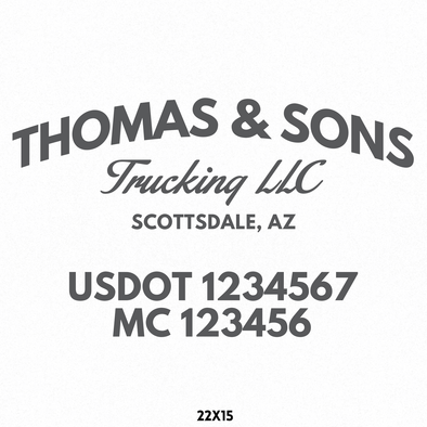 Company Name Truck Decal with USDOT & MC Numbers