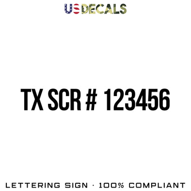 Texas Sprinklers TX SCR # 123456 Number Decal Sticker, 2 Pack