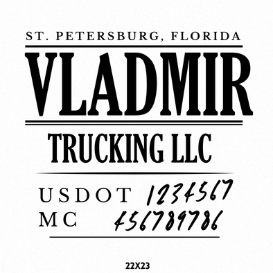 Company Name Truck Decal with USDOT & MC Numbers