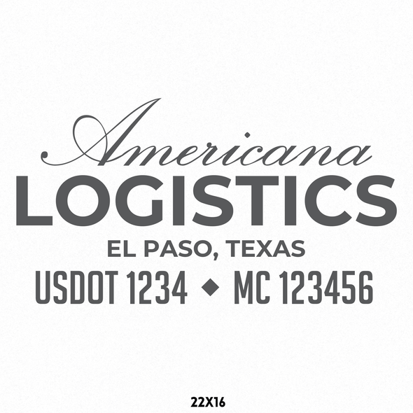 Company Name Truck Decal with area for USDOT & MC Numbers