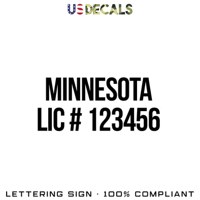 Minnesota Plumbing LIC # 123456 Number Decal Sticker, 2 Pack
