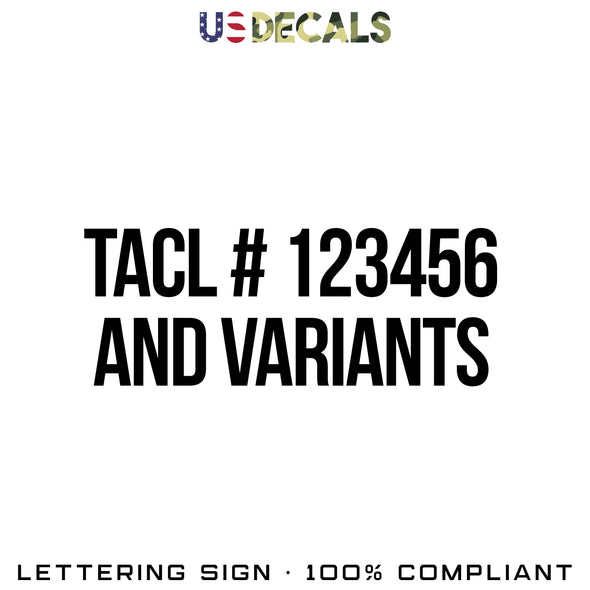 Texas TACL # A123456, TACL # B123456, TACL # C12346 Number Decal Sticker, 2 Pack