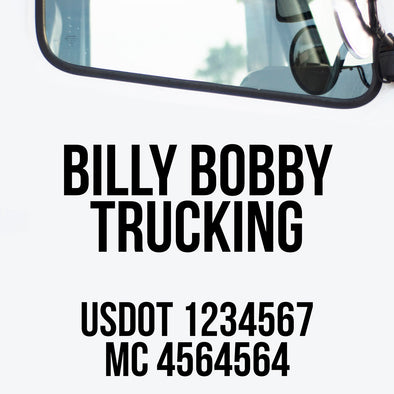 company name decal with usdot & mc number