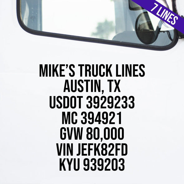 7 Lines of Truck Decals for Semi Truckers