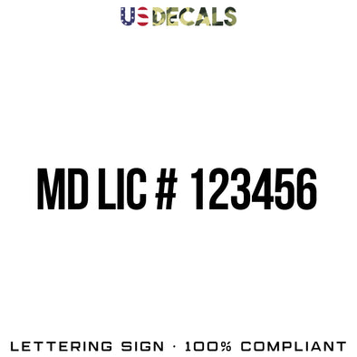 Master Plumber Maryland MD Lic # 123456 Number Decal Sticker, 2 Pack