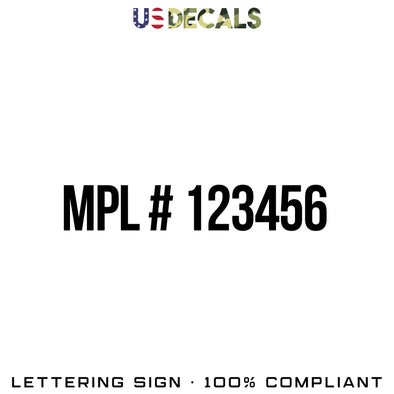 MPL # 123456 Texas Plumbing Number Decal Sticker, 2 Pack