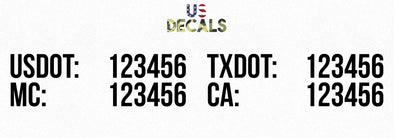 usdot, mc, txdot & ca number decal sticker