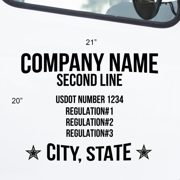 Truck Company Name Package with Lines Combo Decal, 2 Pack