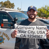 chp officer holding USDOT compliant sign with ca number