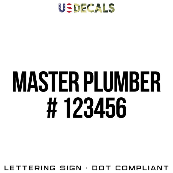 Master Plumber HP # 1234567 Number Decal Sticker Pennsylvania , 2 Pack