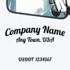 Company name decal with location and usdot number