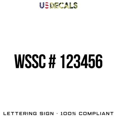Washington DC Plumbing  WSSC # 123456 Number Decal Sticker, 2 Pack