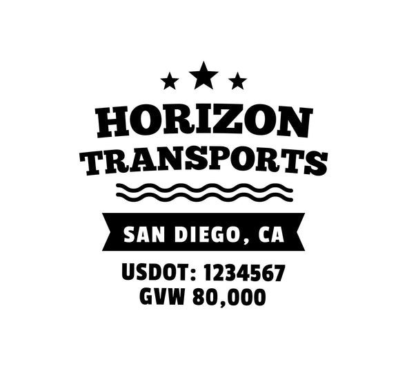 Company Name Truck Door Decal (USDOT, SEMI, Transportation), 2 Pack