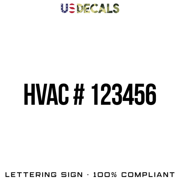 HVAC # 123456 Number Decal Sticker, 2 Pack