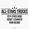 Company Name Truck Decal with USDOT, Location & GVW