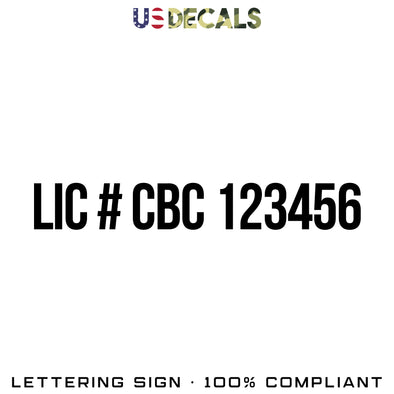 Florida LIC CBC | LIC # CBC 123456 Number Decal Sticker, 2 Pack