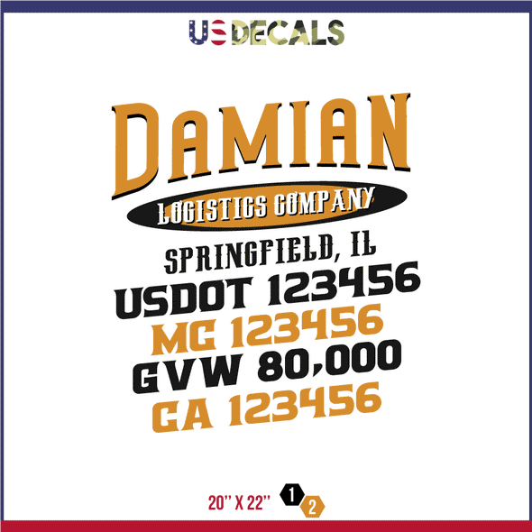 Company Name, Truck Door Decal, Location, USDOT, MC, CA, GVW