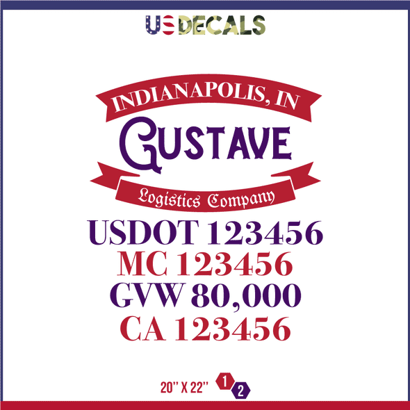 Company Name, Truck Door Decal, Location, USDOT, MC, CA, GVW
