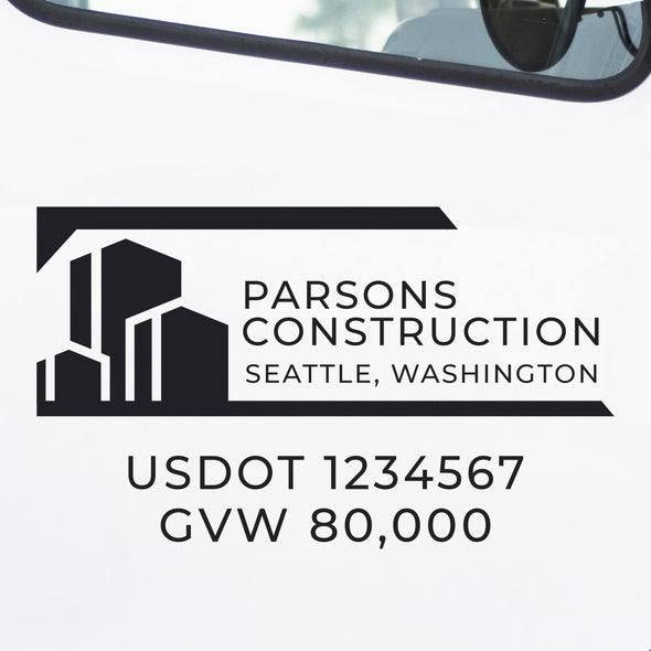 Construction Company Name decal with usdot