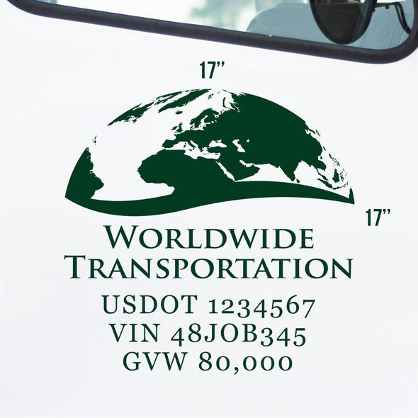 Transportation Truck Door Decal (USDOT), 2 Pack