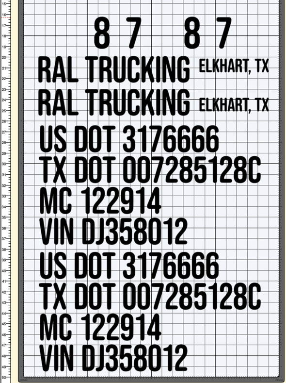 Custom Order for RAL Trucking