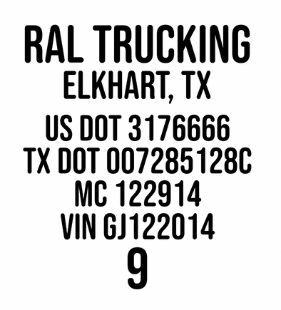 Custom Order for Ral Trucking