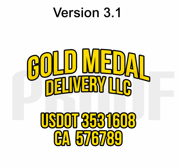 Custom Order for Gold Medal Delivery LLC