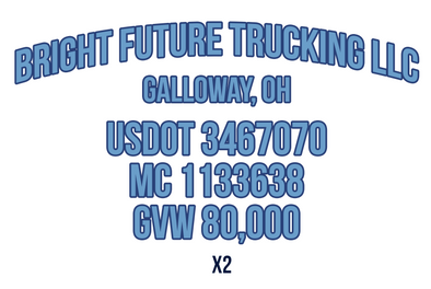 Custom Order for Bright Future Trucking LLC (1 New Truck)