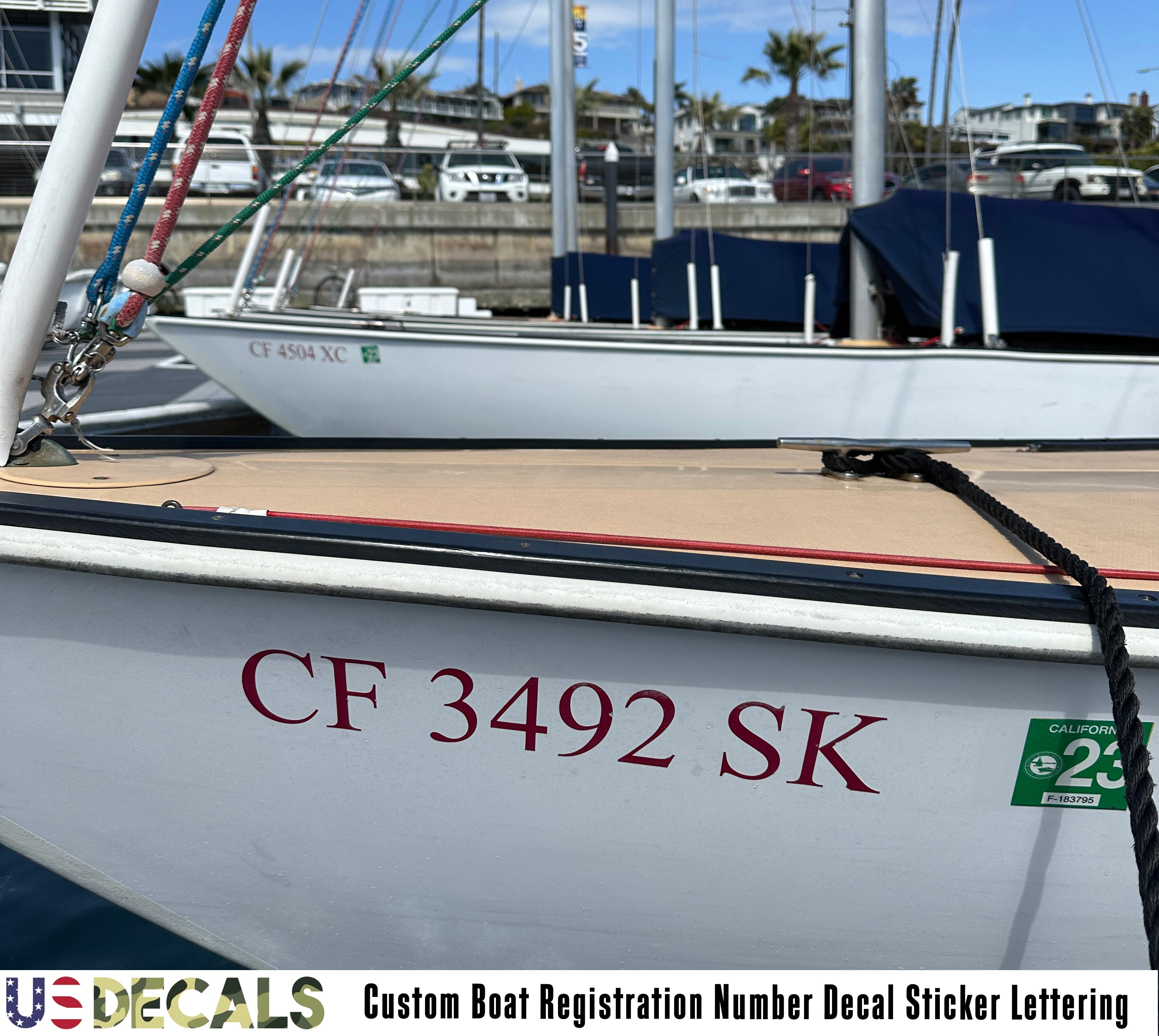Boat Hull Registration Number Lettering Decal Sticker, 2 Pack – US Decals
