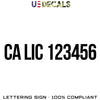 CA LIC number decal
