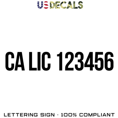 CA LIC number decal