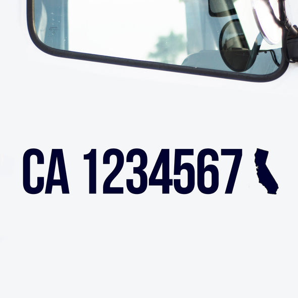 CA Number Decal Sticker