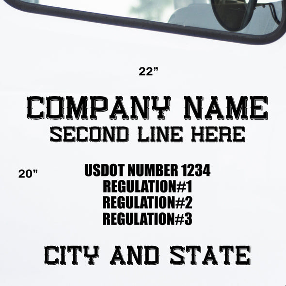 Company Name & Regulation Lines Decal, 2 Pack