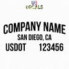 company name, location& USDOT decal sticker
