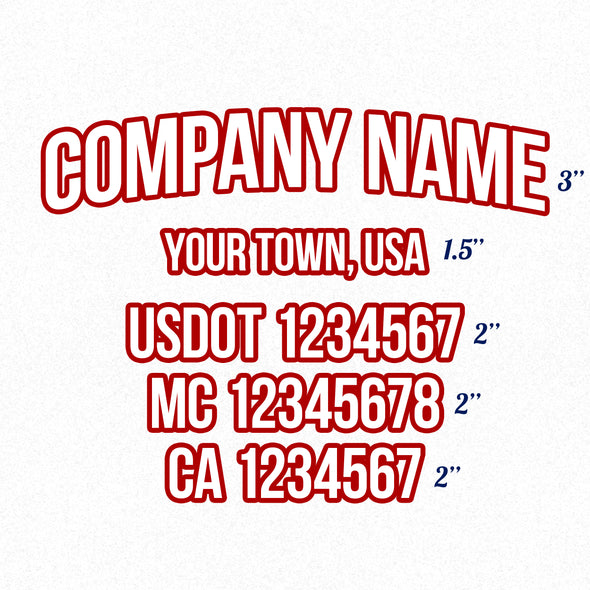 Company Name Truck Door Decal (USDOT, MC & CA), 2 Pack
