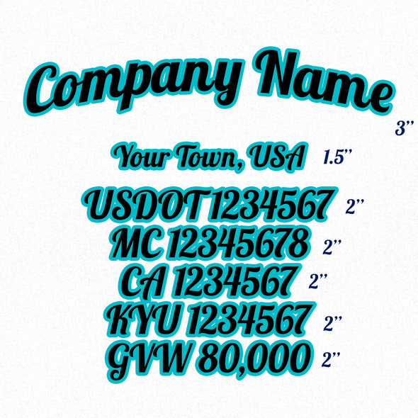Company Name Truck Door Decal (USDOT, MC, CA, KYU & GVW), 2 Pack