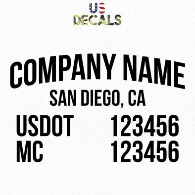 company name, location, usdot & mc decal sticker