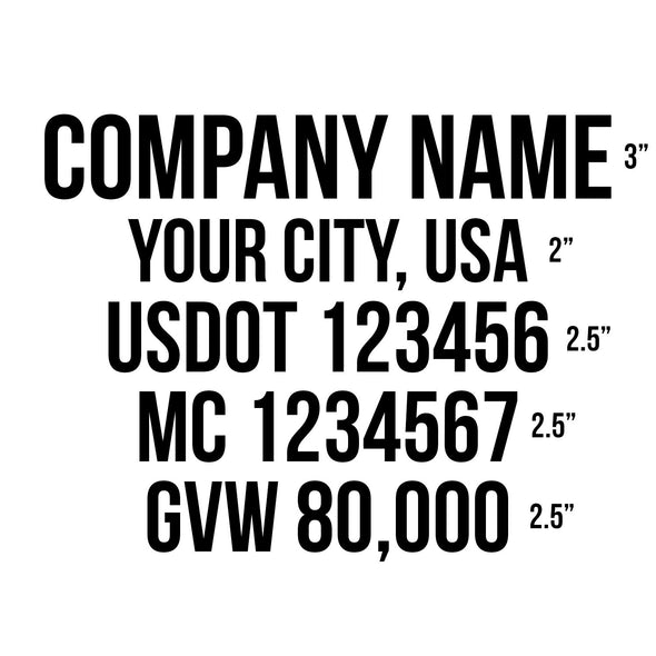 company name usdot mc gvw decal