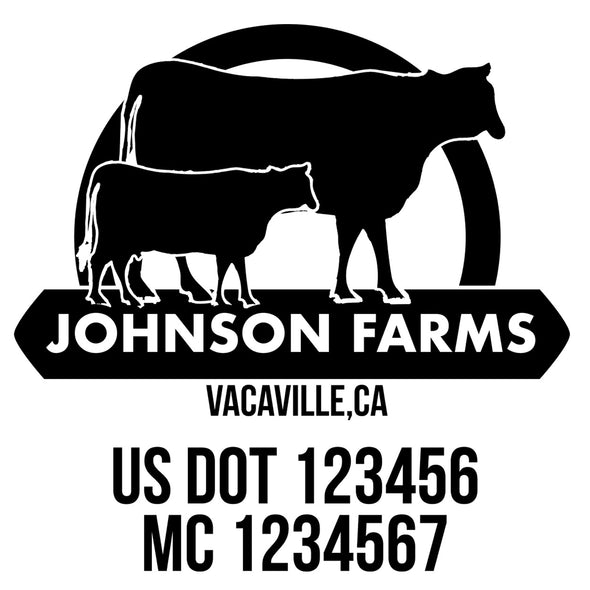 company name farm, cattle, banner and US DOT