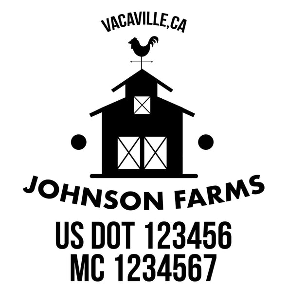 company name farm, barn, cock and US DOT